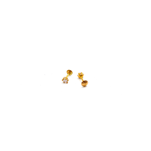 Real Gold 3 MM Stone Studs with Long Screw Tops Perfect for Ear and Nose Piercings E1882