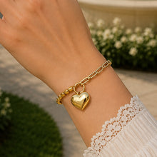Real Gold 3D Dangler Plain Heart Paper Clip Link Bracelet (17 C.M) 4620 BR1901