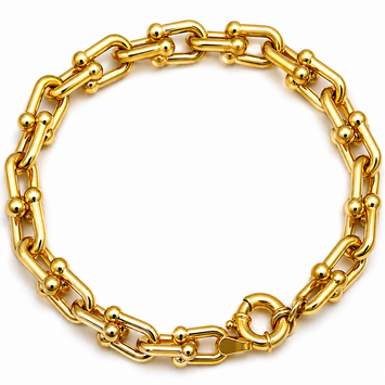 Real Gold GZTF Bold Chunky Solid Hardware Bracelet With Luxury Round Lock 4751 (19 C.M) BR1620