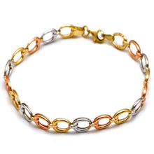 Real Gold Tri-Color Reversible Oval Link Bracelet (19 C.M) 4926 BR1946