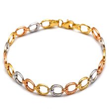 Real Gold Tri-Color Reversible Oval Link Bracelet (19 C.M) 4926 BR1946