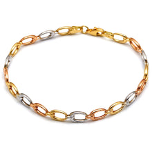 Real Gold Tri-Color Reversible Oval Link Bracelet (19 C.M) 4926 BR1946
