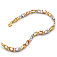 Real Gold Tri-Color Reversible Oval Link Bracelet (19 C.M) 4926 BR1946