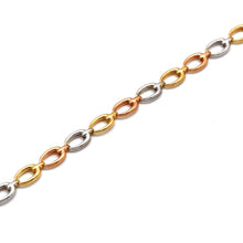 Real Gold Tri-Color Reversible Oval Link Bracelet (19 C.M) 4926 BR1946