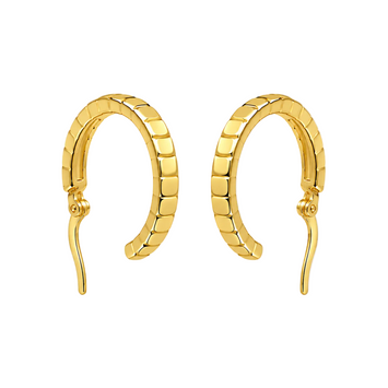 Real Gold Round 3D Lined Clip Earrings Set - Model 4956 E1912