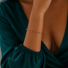 Real Gold Thick Link Paper Clip Solid Chain Bracelet CVB498 (16 C.M) BR1844