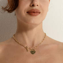 Real Gold GZTF Heart Dangler Link Chain Necklace 0046-1KL B N1388