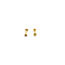 Real Gold 3 MM Stone Studs with Long Screw Tops Perfect for Ear and Nose Piercings E1898