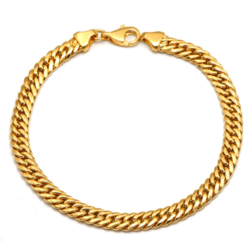 Real Gold Solid Thick Wide Chain Men and Unisex Bracelet (18 cm) - Model 1500 BR1913