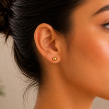 Real Gold Round Ball Stud Earring Set 0004 E1804