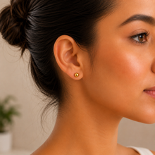 Real Gold Round Ball Stud Earring Set 0004 E1804