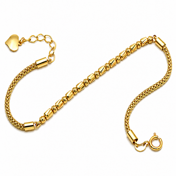 Real Gold Roller with Heart Adjustable Size Bracelet 5034 (19 C.M) BR1791