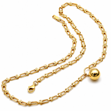 Real Gold GZTF Hardware Round Dangler 9 MM Plain Ball Necklace 5103 (40 C.M) N1563
