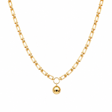 Real Gold GZTF Hardware Round Dangler 9 MM Plain Ball Necklace 5103 (40 C.M) N1563