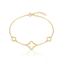 Real Gold Three Openwork Clover Bracelet 5255  (17+2 =19cm) BR1935