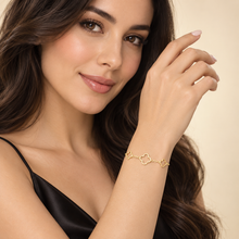 Real Gold Three Openwork Clover Bracelet 5255  (17+2 =19cm) BR1935