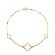 Real Gold Three Openwork Clover Bracelet 5255  (17+2 =19cm) BR1935