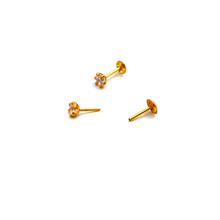 Real Gold 4 MM Stone Studs with Long Screw Tops Perfect for Ear and Nose Piercings E1881