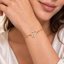 Real Gold Two Tone Double Open Heart Bracelet 5316 YW (19 C.M) BR1941