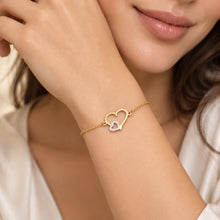 Real Gold Two Tone Double Open Heart Bracelet 5316 YW (19 C.M) BR1941