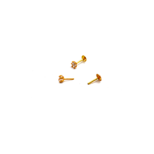 Real Gold 3 MM Stone Studs with Long Screw Tops Perfect for Ear and Nose Piercings E1882