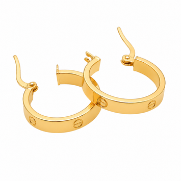 Real Gold Round Medium Clip Earring Set GZJCT 5853 E1742