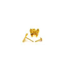 Real Gold Butterfly Stud Earrings with Long Screw Backs E1884