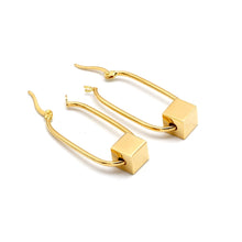 Real Gold Cube Oval Hoop Earrings Set 6102 E1991