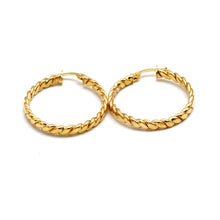 Real Gold Twisted Rope Round Hoop Earrings Set 6198 E1993