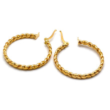 Real Gold Twisted Rope Round Hoop Earrings Set 6198 E1993