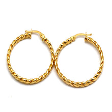 Real Gold Twisted Rope Round Hoop Earrings Set 6198 E1993