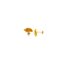 Real Gold Leaf Stud Earrings with Long Screw Backs E1885