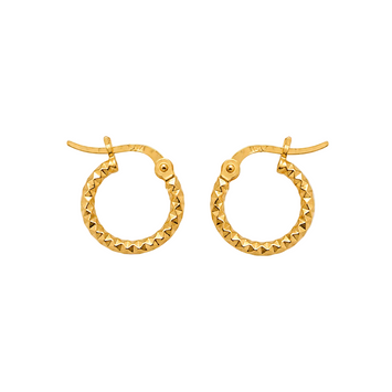 Real Gold Round Glittering Textured Clip Earring Set 6340 E1780