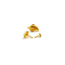 Real Gold Leaf Stud Earrings with Long Screw Backs E1885