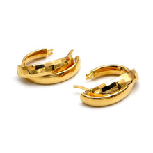 Real Gold Faceted Chunky Hoop Earrings Set 6545 E1992