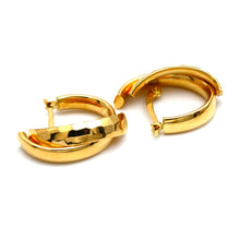 Real Gold Faceted Chunky Hoop Earrings Set 6545 E1992