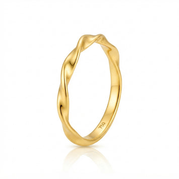 Real Gold Twisted Hammered Band Ring 6594 (Size 5) R3034