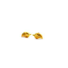 Real Gold Leaf Stud Earrings with Long Screw Backs E1885