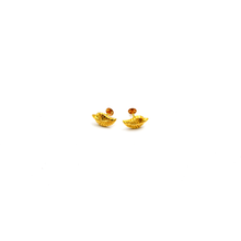 Real Gold Leaf Stud Earrings with Long Screw Backs E1885