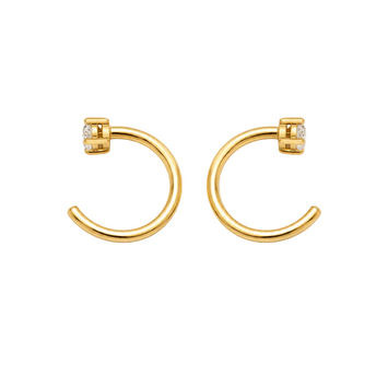 Real Gold 2MM Stone Hook Earrings Set - Model 6720 E1909