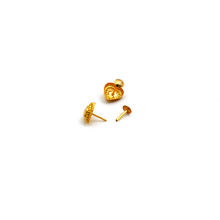 Real Gold Heart Stud Earrings with Long Screw Backs E1886