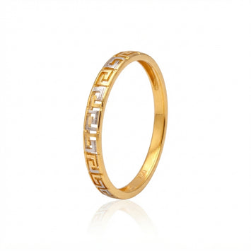 Real Gold Two Tone Plain Maze Hoop Ring 6906 YW (Size 8) R3035