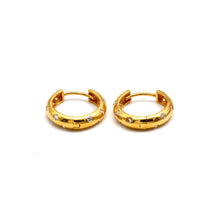 Real Gold Stone Studded Huggie Hoop Earrings Set 6934 E1994
