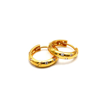 Real Gold Stone Studded Huggie Hoop Earrings Set 6934 E1994