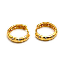 Real Gold Stone Studded Huggie Hoop Earrings Set 6934 E1994
