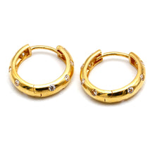 Real Gold Stone Studded Huggie Hoop Earrings Set 6934 E1994