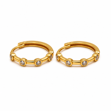 Real Gold Round Stone Hoop Earrings Set 6999 E1998