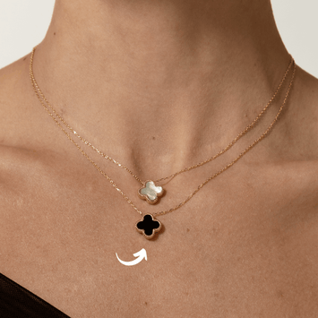 Real Gold Black Clover Adjustable Size Necklace GZJVN 0440 N1410