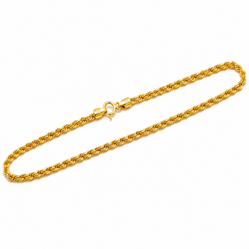 Real Gold Plain Rope Chain Bracelet (21 C.M) - Model 7130 BR1864