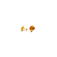 Real Gold Heart Stud Earrings with Long Screw Backs E1886